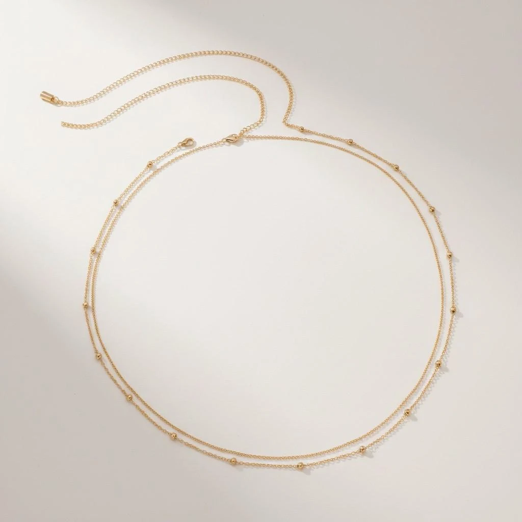 Conjunto de cadenas de cintura de malla grande y perlas doradas 3005 a 8.99€ – photo 2